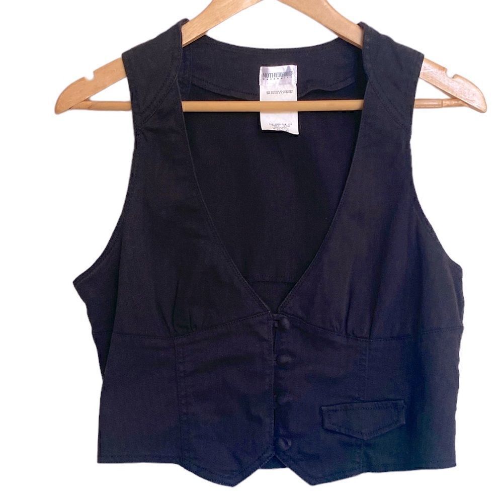 Motherhood Maternity Black Button Front Vest Size Medium Maternity